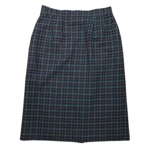 VTG Viyella England Tartan Plaid Skirt Pure Wool School Girl Preppy‎ Size 12